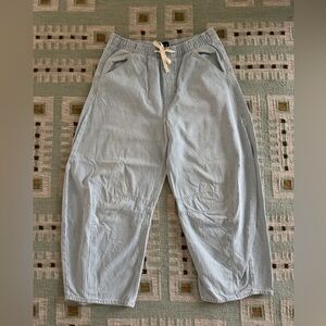 GAP Light Blue & White Pinstripe Wide Leg Drawstring Pants